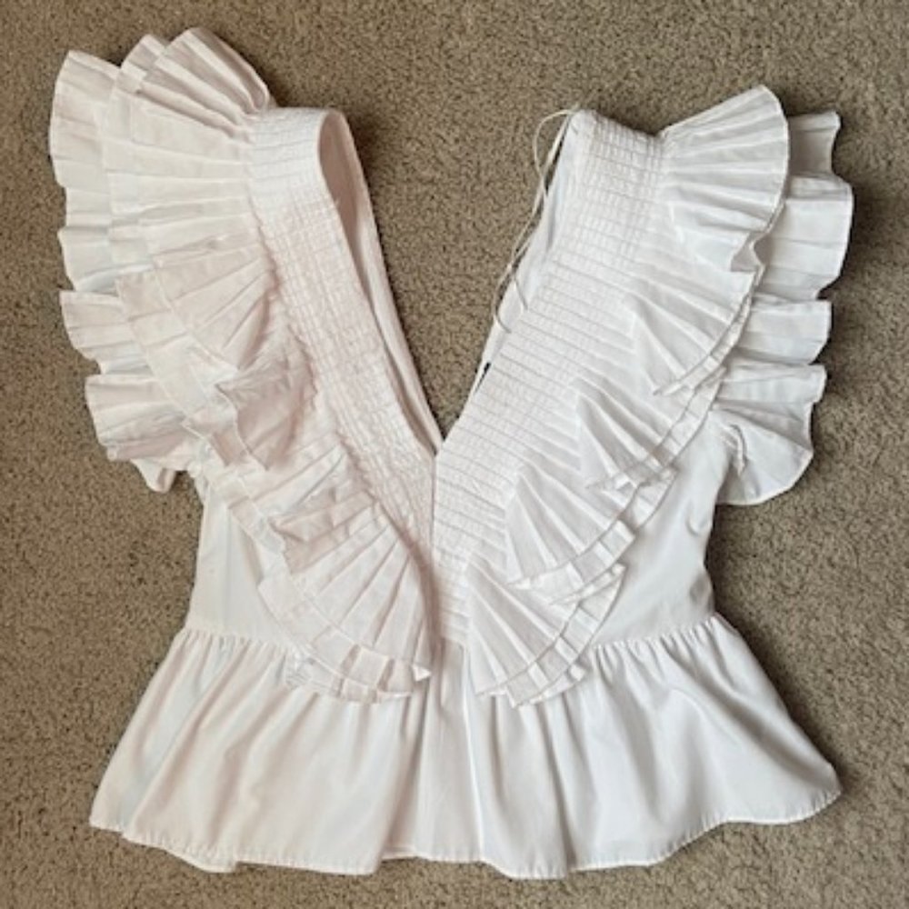 Zara - White Ruffle Top - Size XS